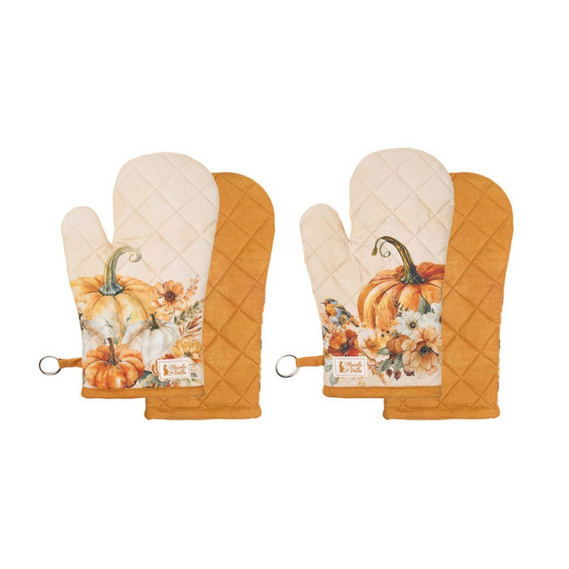 Guanto forno autunnale in cotone decoro zucche in due varianti assortite 